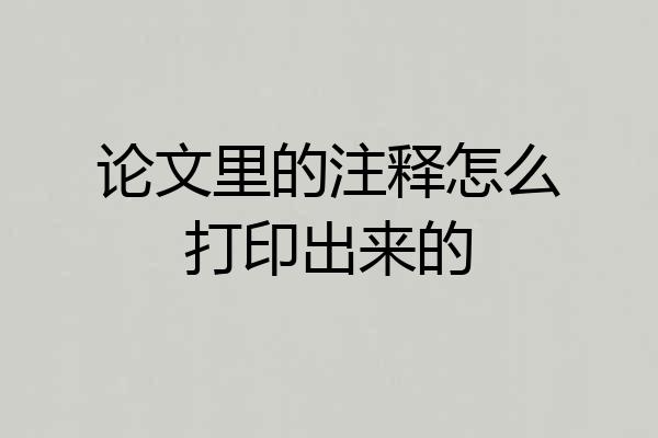 论文里的注释怎么打印出来的