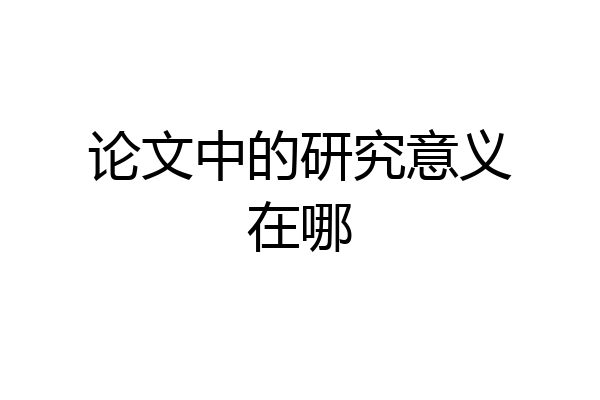 论文中的研究意义在哪
