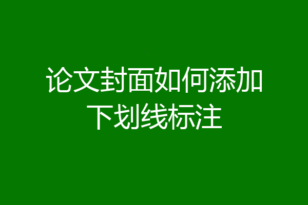 论文封面如何添加下划线标注