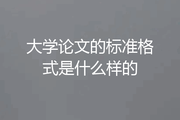 大学论文的标准格式是什么样的