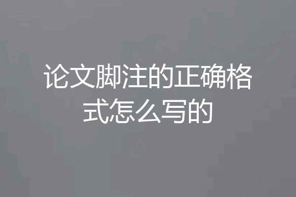 论文脚注的正确格式怎么写的