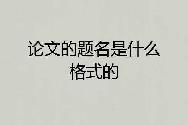 论文的题名是什么格式的