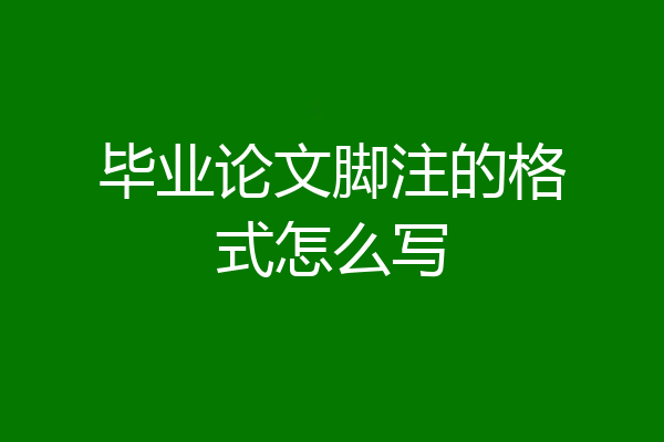 毕业论文脚注的格式怎么写