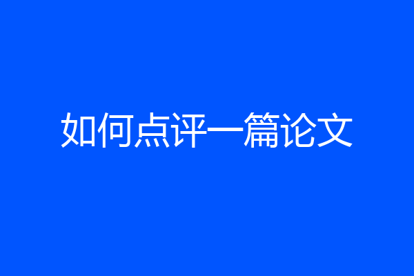 如何点评一篇论文