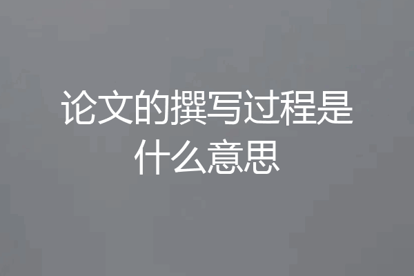 论文的撰写过程是什么意思