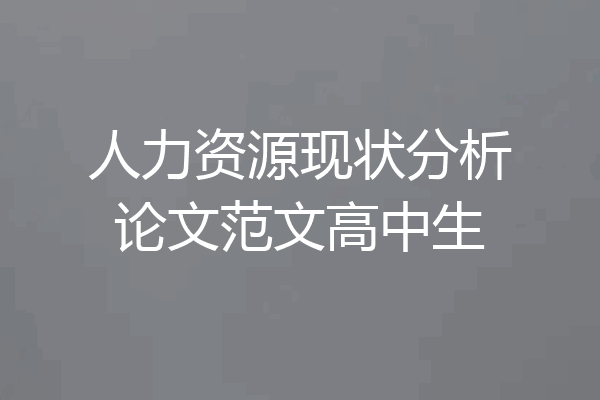 人力资源现状分析论文范文高中生