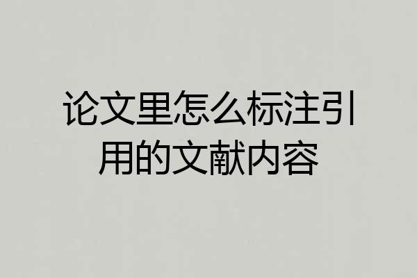 论文里怎么标注引用的文献内容