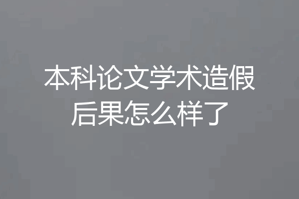 本科论文学术造假后果怎么样了