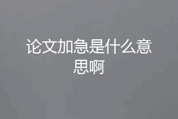 论文加急是什么意思啊