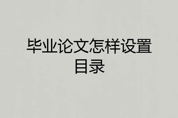 毕业论文怎样设置目录