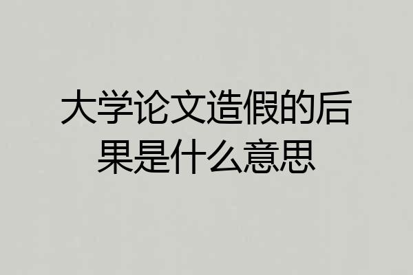 大学论文造假的后果是什么意思