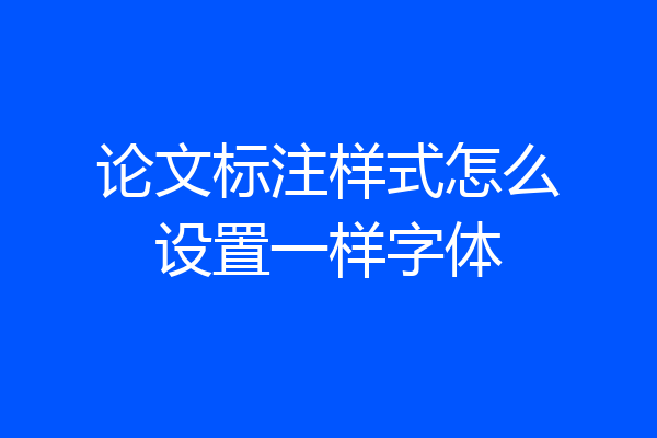 论文标注样式怎么设置一样字体