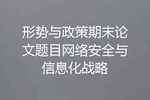 形势与政策期末论文题目网络安全与信息化战略