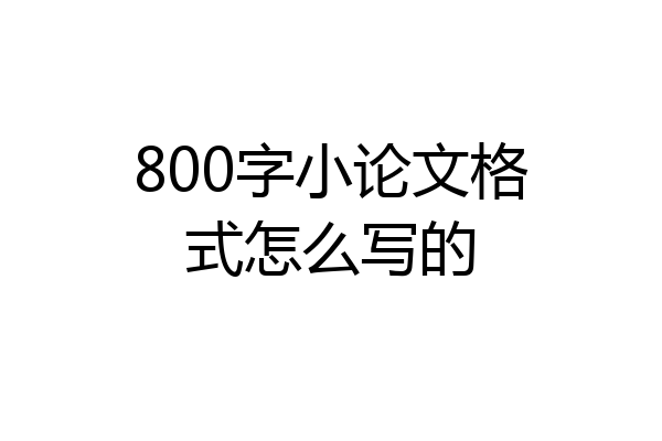 800字小论文格式怎么写的