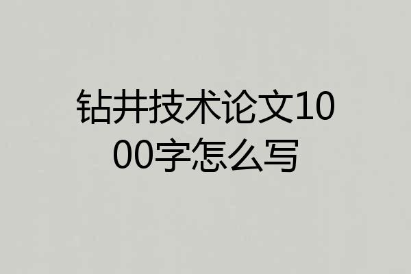 钻井技术论文1000字怎么写