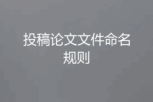 投稿论文文件命名规则