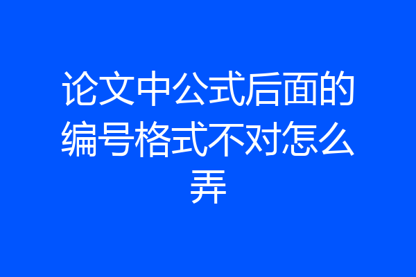 论文中公式后面的编号格式不对怎么弄