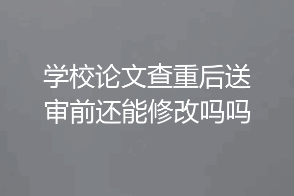学校论文查重后送审前还能修改吗吗