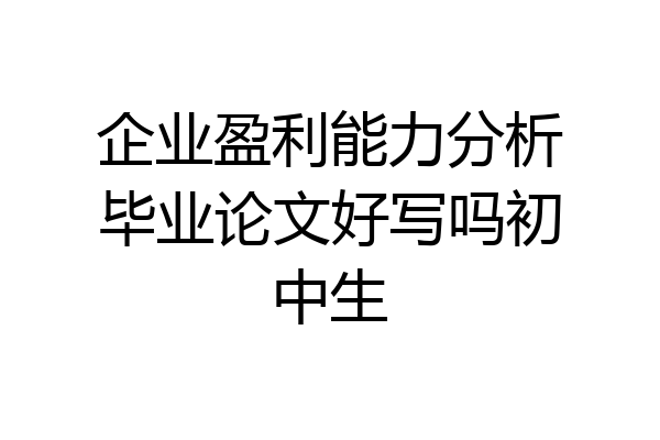 企业盈利能力分析毕业论文好写吗初中生