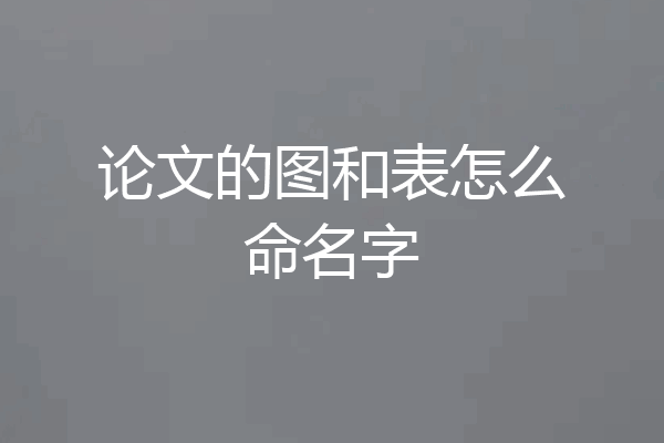 论文的图和表怎么命名字