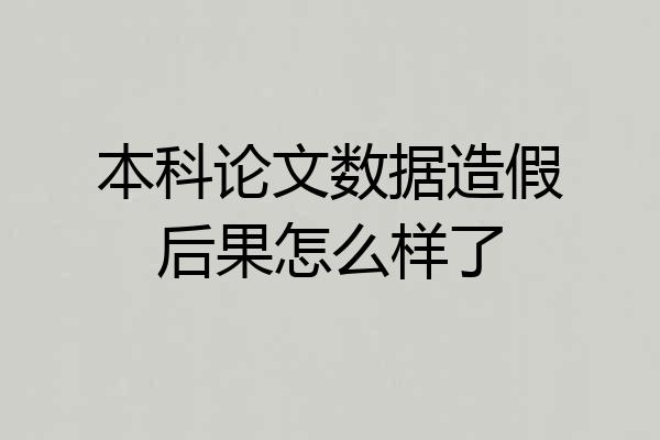 本科论文数据造假后果怎么样了