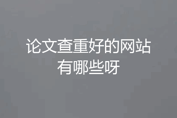 论文查重好的网站有哪些呀