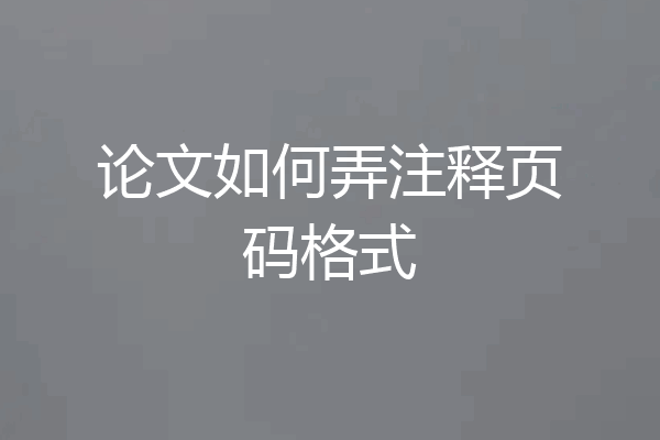 论文如何弄注释页码格式