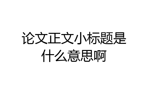 论文正文小标题是什么意思啊