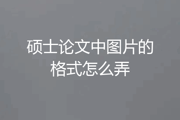 硕士论文中图片的格式怎么弄