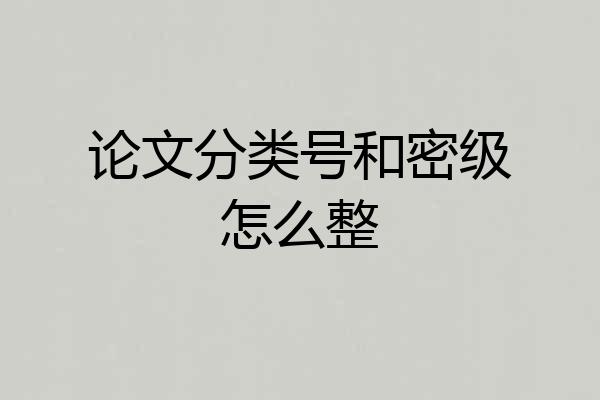 论文分类号和密级怎么整