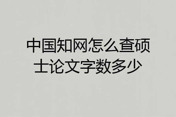 中国知网怎么查硕士论文字数多少