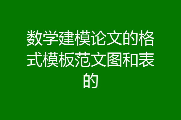 数学建模论文的格式模板范文图和表的