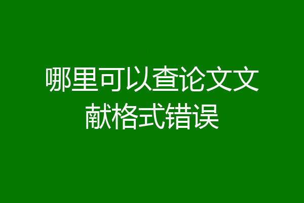 哪里可以查论文文献格式错误