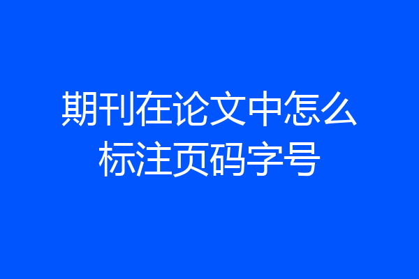 期刊在论文中怎么标注页码字号