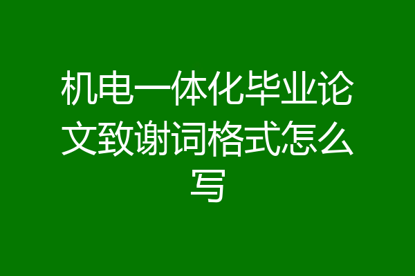 机电一体化毕业论文致谢词格式怎么写