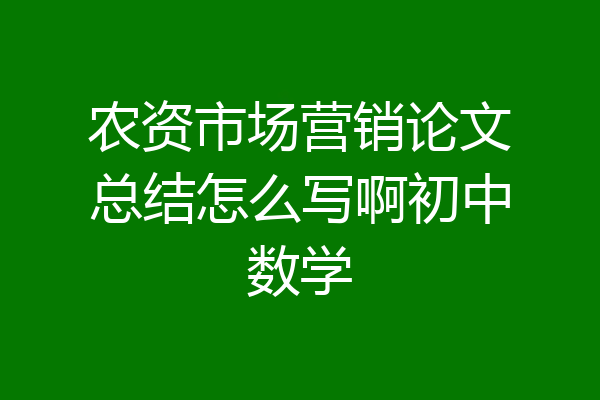 农资市场营销论文总结怎么写啊初中数学