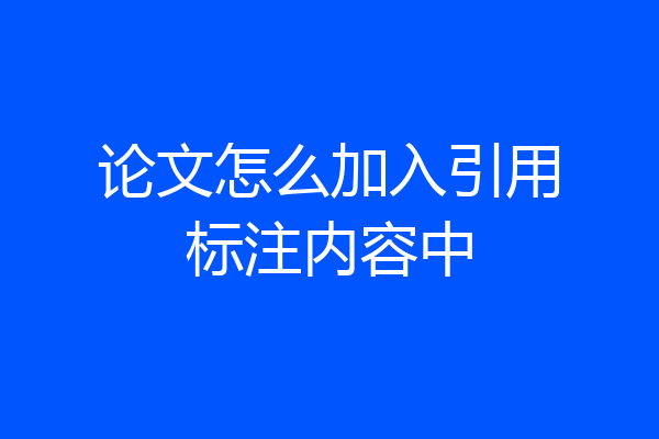 论文怎么加入引用标注内容中