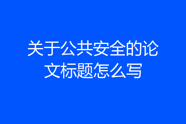 关于公共安全的论文标题怎么写
