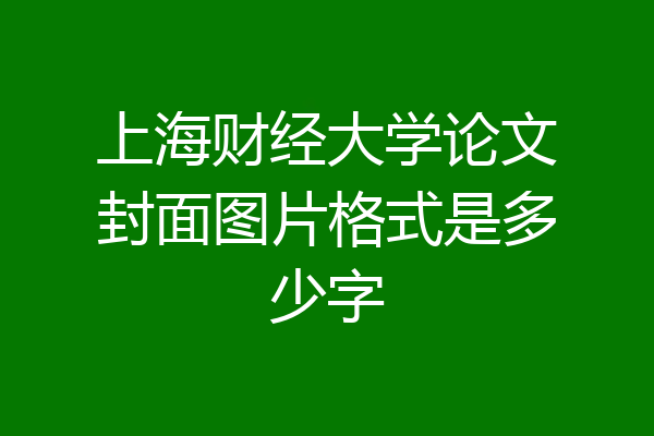 上海财经大学论文封面图片格式是多少字