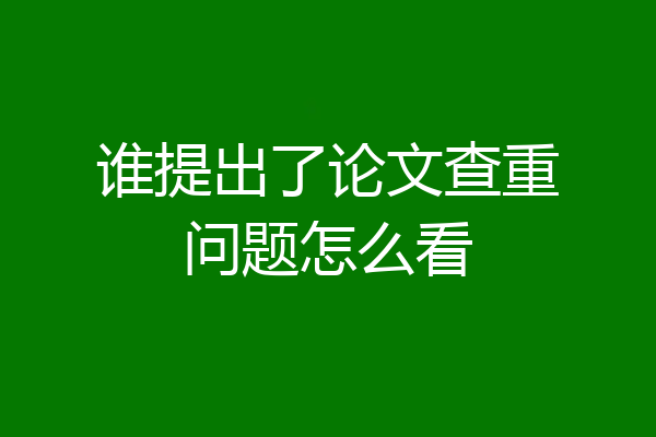 谁提出了论文查重问题怎么看
