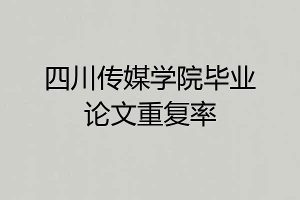 四川传媒学院毕业论文重复率