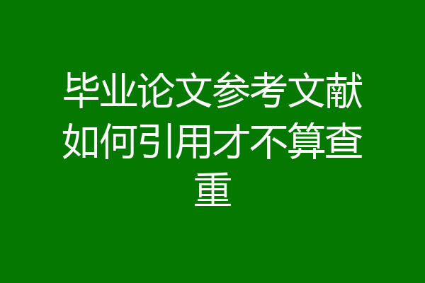 毕业论文参考文献如何引用才不算查重