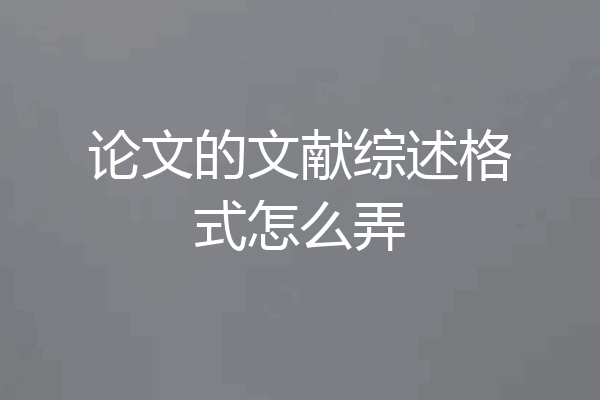 论文的文献综述格式怎么弄