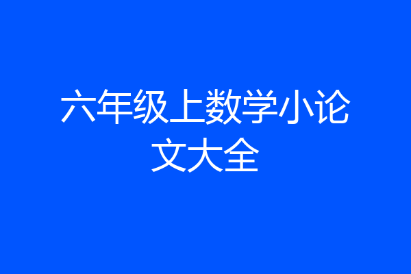 六年级上数学小论文大全