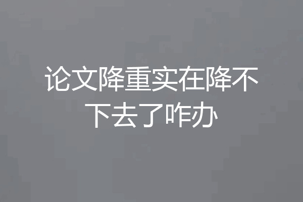论文降重实在降不下去了咋办