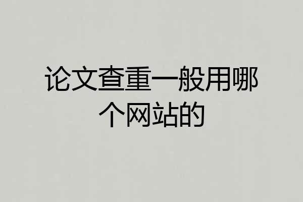 论文查重一般用哪个网站的