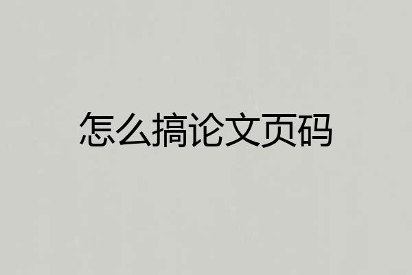 怎么搞论文页码