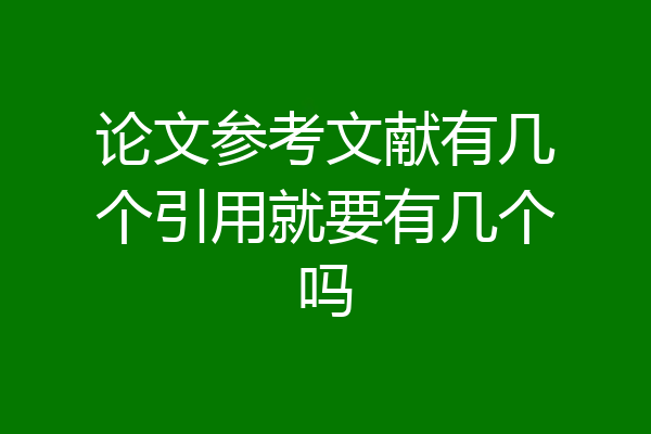 论文参考文献有几个引用就要有几个吗