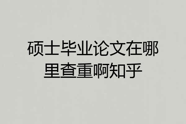 硕士毕业论文在哪里查重啊知乎
