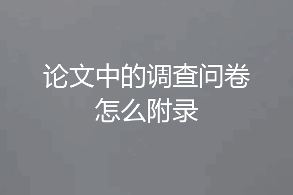 论文中的调查问卷怎么附录